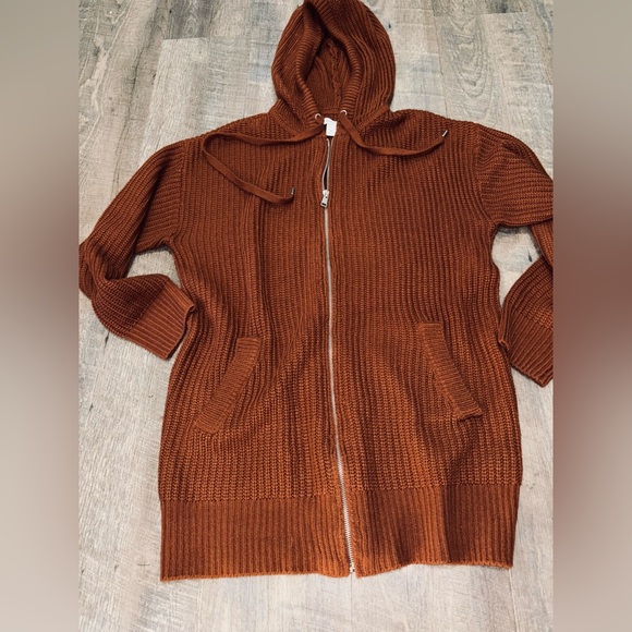 NINE WEST  Hooded Knit ~ Full Zip ~ Sweater.
MEDI/ Rusted chest brown! - Picture 3 of 15